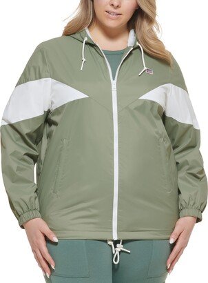 Trendy Plus Size Colorblock Rain Slicker Jacket