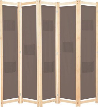 5-Panel Room Divider Brown 78.7