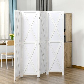 HOMCOM 4-Panel Folding Room Divider, 5.6 Ft Tall Freestanding Privacy Screen Panels for Indoor Bedroom Office