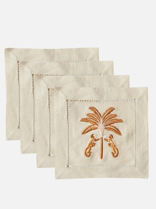 Set Of Four Caribena Linen-blend Cocktail Napkins