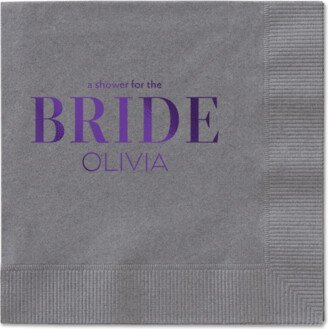 Wedding Napkins: Watercolor Flowers Napkin, Purple, Pewter