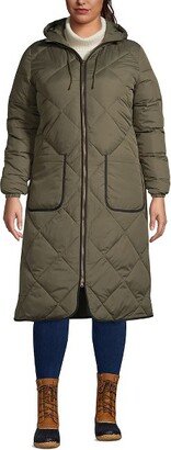 Women's Plus Size Insulated Quilted Primaloft ThermoPlume Maxi Winter Coat - 3X - Forest Moss