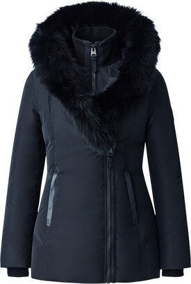 Adali Down Coat With Blue Fox Fur Signature Collar