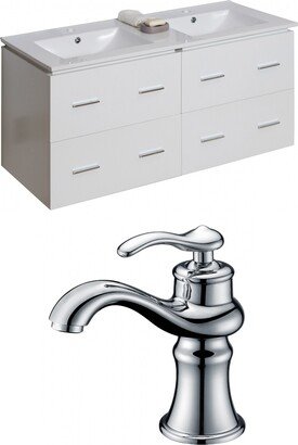 48-in. W x 18-in. D Plywood-Veneer Vanity Set In White With Single Hole CUPC Faucet