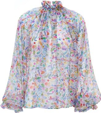 Sofia Tsereteli Watercolour Print Chiffon Blouse