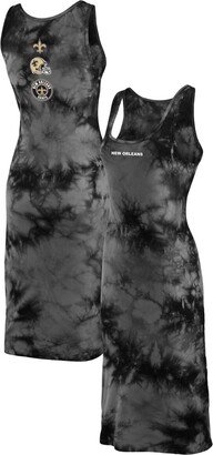 Wear By Erin Andrews Women's Black New Orleans Saints Tie-Dye Tank Top Dress