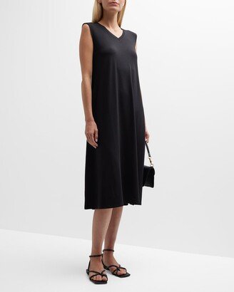 Sleeveless V-Neck Jersey Midi Dress