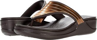 Monterey Metallic Strap Wedge Flip (Espresso) Women's Shoes