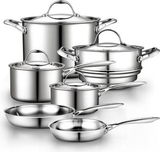 Multi-Ply Clad Stainless-Steel 10-Piece Cookware Set