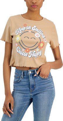 Smileyworld Juniors' Keep On Smiling Lettuce-Edge T-Shirt