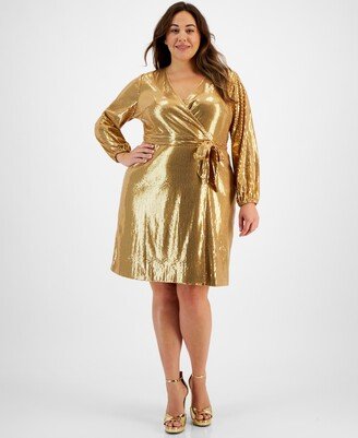 Mommy and Me Plus Size Long-Sleeve Sequin Wrap Dress, Created for Macy's
