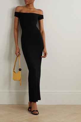 Soft Lounge Off-the-shoulder Ribbed Stretch-modal Maxi Dress - Onyx