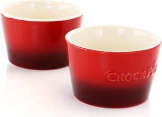 Crock-Pot 2 Piece Artisan 8 Ounce Stoneware Ramekin Set in Red
