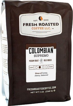 Fresh Roasted Coffee, Colombian Supremo Coffee, Medium Roast Whole Bean - 5lb