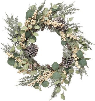 Artificial 24In Multicolored Christmas Eucalyptus Berry Pine Wreath