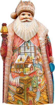 G.DeBrekht Woodcarved Family Christmas Night Santa Figurine