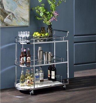 Aoolive Kitchen Serving Cart in Clear Glass & Chrome Finish