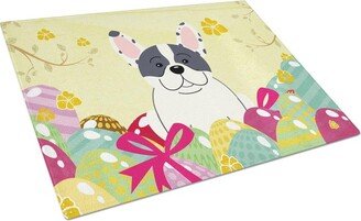 BB6011LCB Easter Eggs French Bulldog Piebald Glass Cutting Board