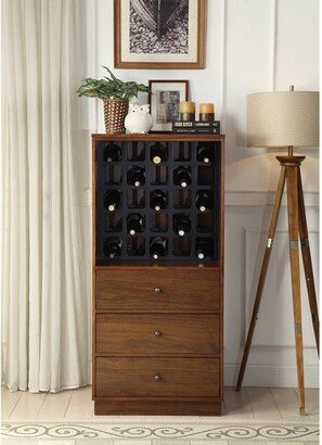 TiramisuBest 52H Wiesta Wine Cabinet with Wine Bottle Rack & 3 Drawers in Walnut