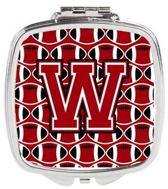 CJ1073-WSCM Letter W Football Red, Black & White Compact Mirror