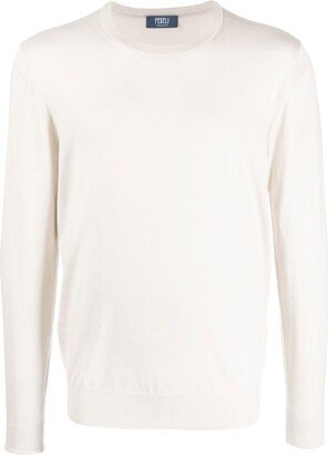 Round-Neck Fine-Knit Jumper-AA