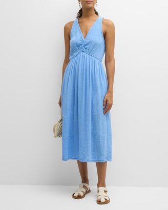 Faedra Sleeveless Cotton Gauze Midi Dress