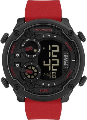 Men's Digital Red Silicone Strap Watch 52mm x 65mm