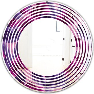 Designart 'Orchid blossom colorful pattern' Printed Modern Round or Oval Wall Mirror - Wave