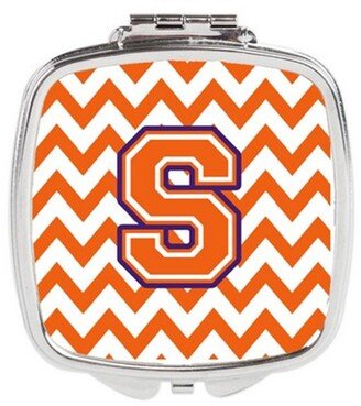 CJ1062-SSCM Letter S Chevron Orange & Regalia Compact Mirror