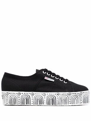 Abstract-Pattern Platform Sneakers