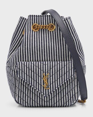 Mini Striped Denim Bucket Bag