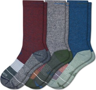 Men's Merino Wool Blend Golf Calf Sock 3-Pack - Blue Maroon Mix - Large