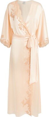 Silk Lace-Trim Robe