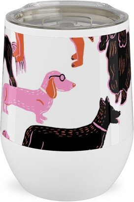 Travel Mugs: Goofy Dog Friends Stainless Steel Travel Tumbler, 12Oz, White