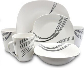 Curvation 16 Piece Soft Square Dinnerware Set in White