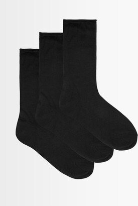 Pack Of Three Roll-top Silk Socks-AB