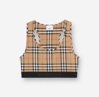 Logo Detail Vintage Check Bra Top-AA