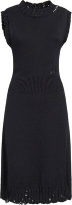 Distressed-Effect Knitted Cotton Dress