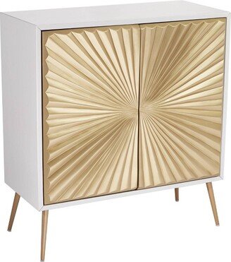 55 Downing Street Starburst 32 Wide White and Gold 2-Door Cabinet