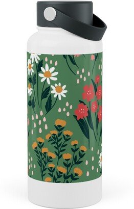 Photo Water Bottles: Flowerbed Stainless Steel Wide Mouth Water Bottle, 30Oz, Wide Mouth, Green