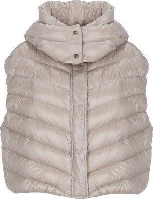 Glossy Finish Cropped Down Gilet-AA