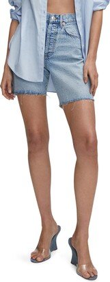 Raw Hem Denim Bermuda Shorts