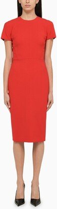 Red midi sheath dress