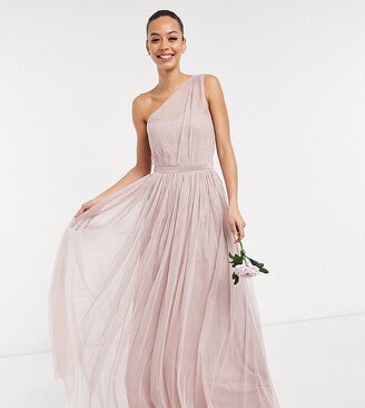 Anaya Tall Anaya With Love Tall Bridesmaid tulle one shoulder maxi dress in pink