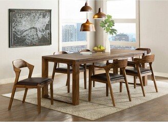 7pc Rasmus Extendable Dining Table Set with 2 Side Chairs And 4 Armchairs Chestnut