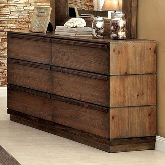 Cile Rustic Natural Tone 56-inch Wide 6-Drawer Wood Dresser