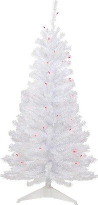 Northlight 4' Pre-Lit Woodbury White Pine Slim Artificial Christmas Tree, Pink Lights