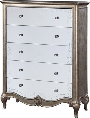 Chest with Mirror Front and Molded Trim, Antique Silver