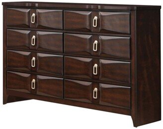 Transitional Style Wood Dresser with 8 Drawers, Brown