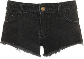 Denim low waist hotfix mini shorts